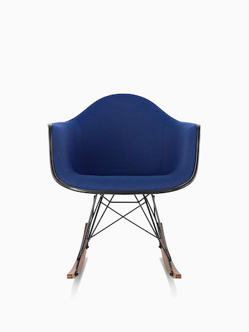 Blue Eames Molded Plastic rocker.