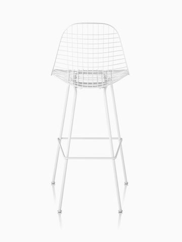Eames Wire Stool Outdoor with white finish and bar height base.
