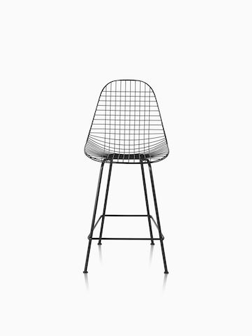 Eames Wire Stool Outdoor with black finish in counter height.
