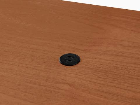 Surface-integrated dual port USB-C power solution shown in black.