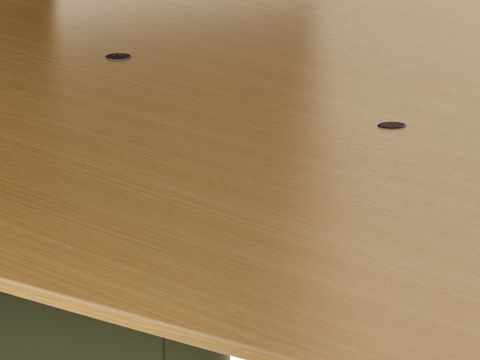 Headway Huddle Table with Ello Micro Vine USB-C embedded D-shaped table top with clear on ash finish.