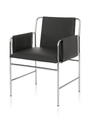 Envelope Chair with black upholstery, viewed from a 45-degree angle. Envelope Chair with black upholstery, viewed from a 45-degree angle.