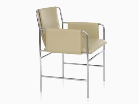 Envelope Chair with tan upholstery, viewed from a 45-degree angle. Envelope Chair with tan upholstery, viewed from a 45-degree angle.
