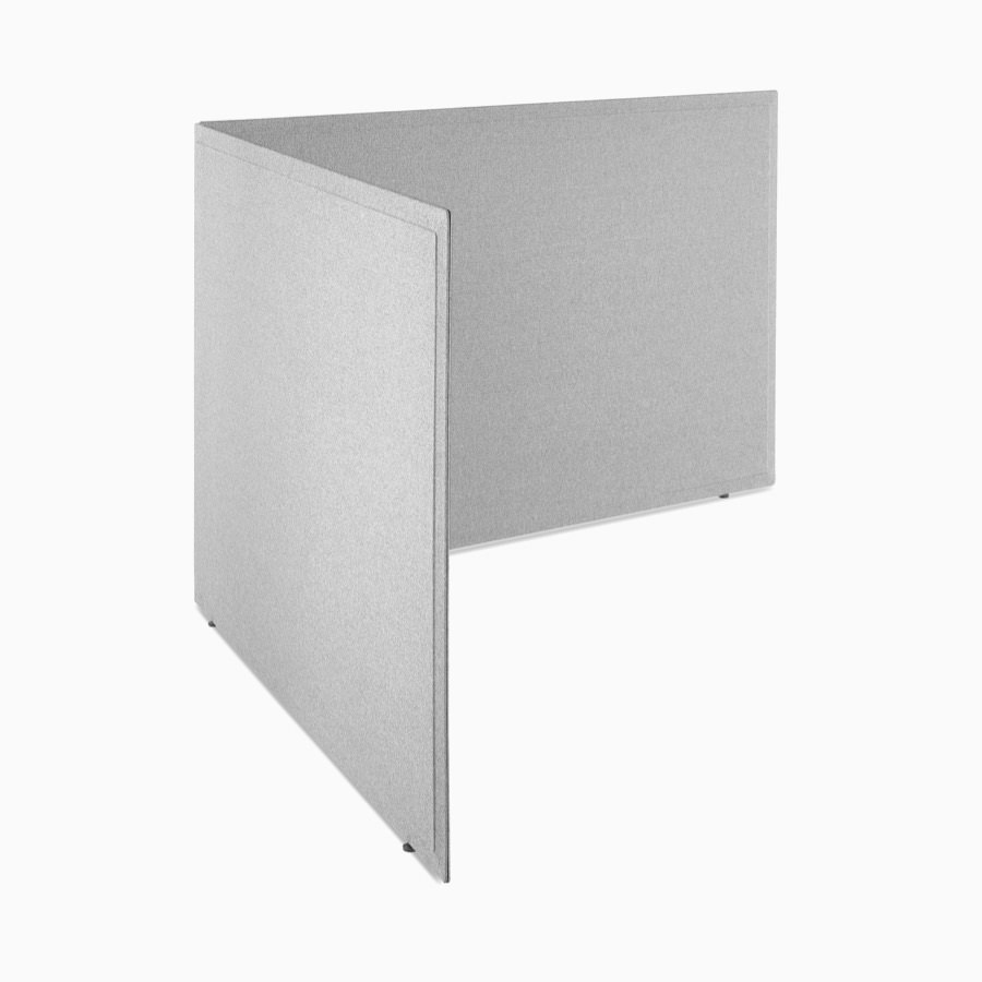 A freestanding boundary screen in a medium gray fabric.