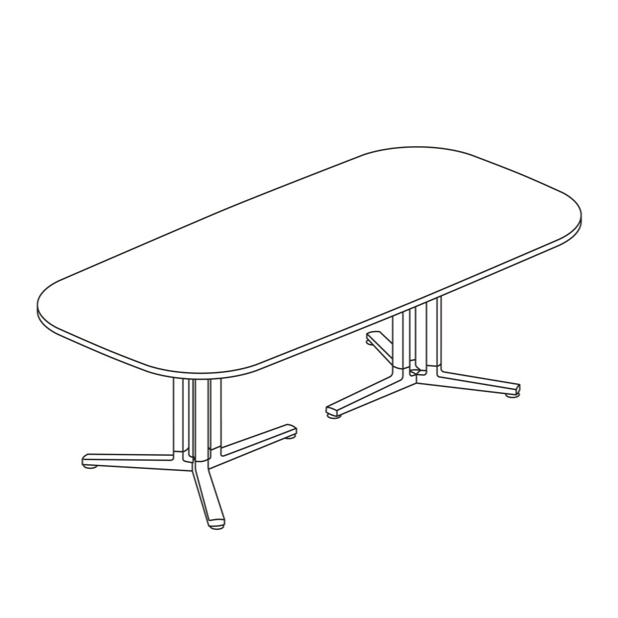Eine Zeichnung von einem ovalen Everywhere Table.