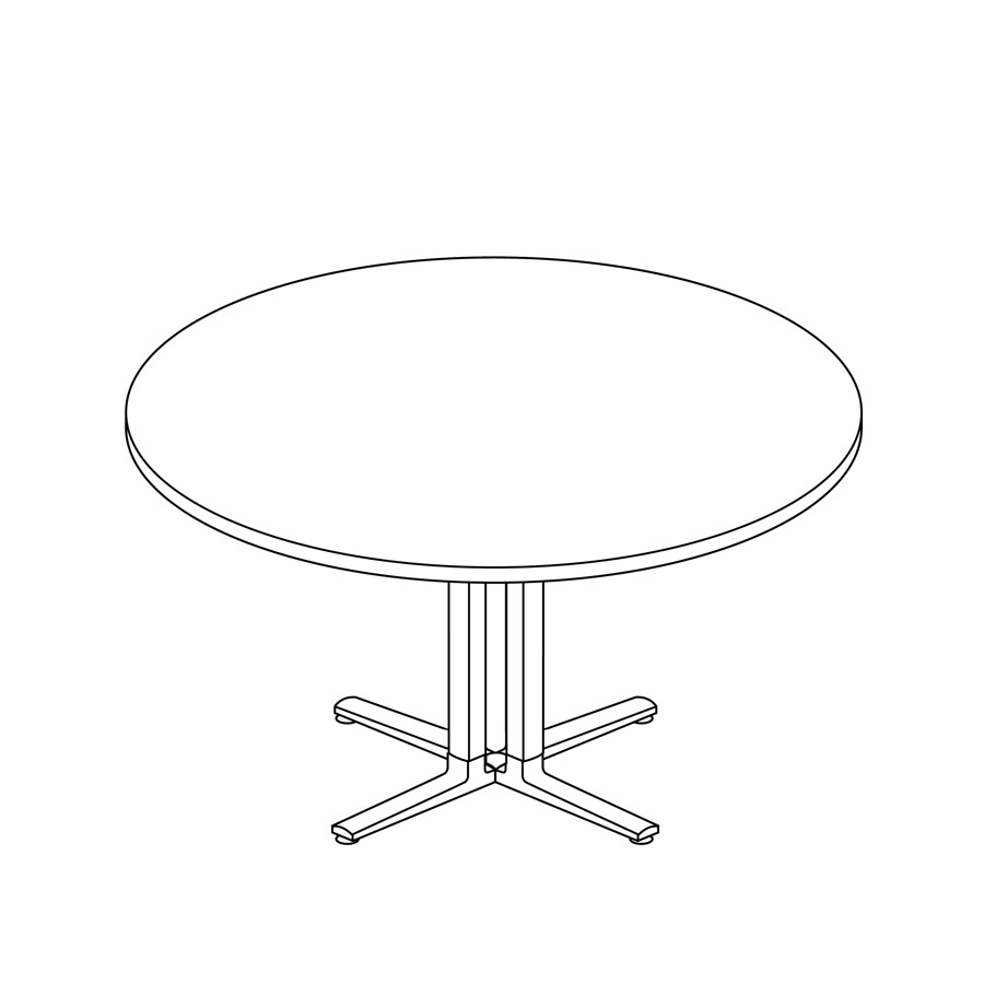 A line drawing of a round Everywhere Table.