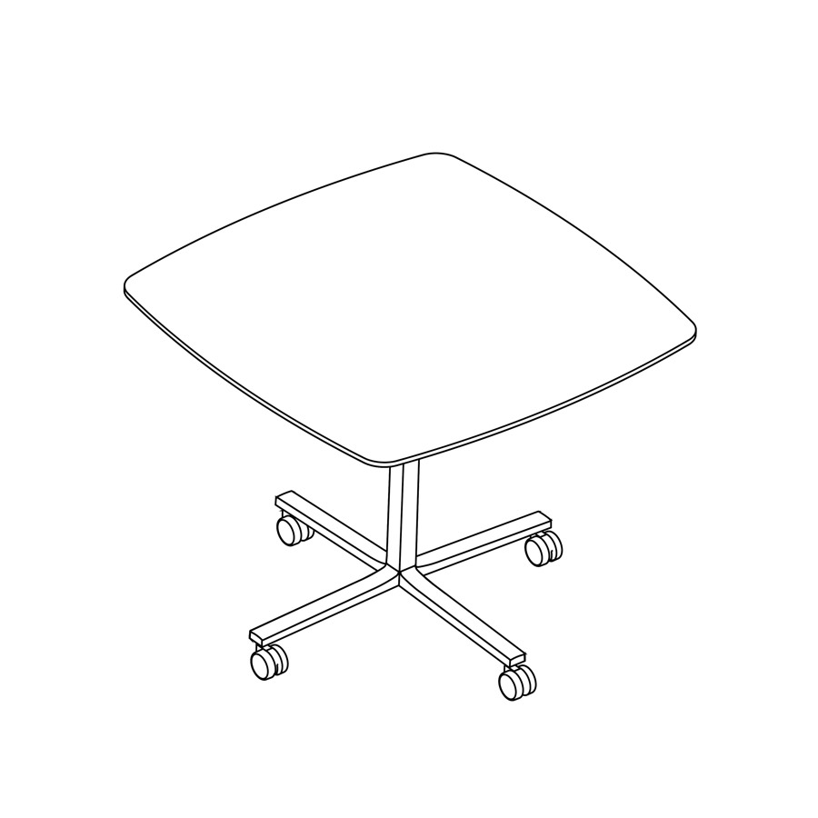 A line drawing of a rounded square Everywhere Table.