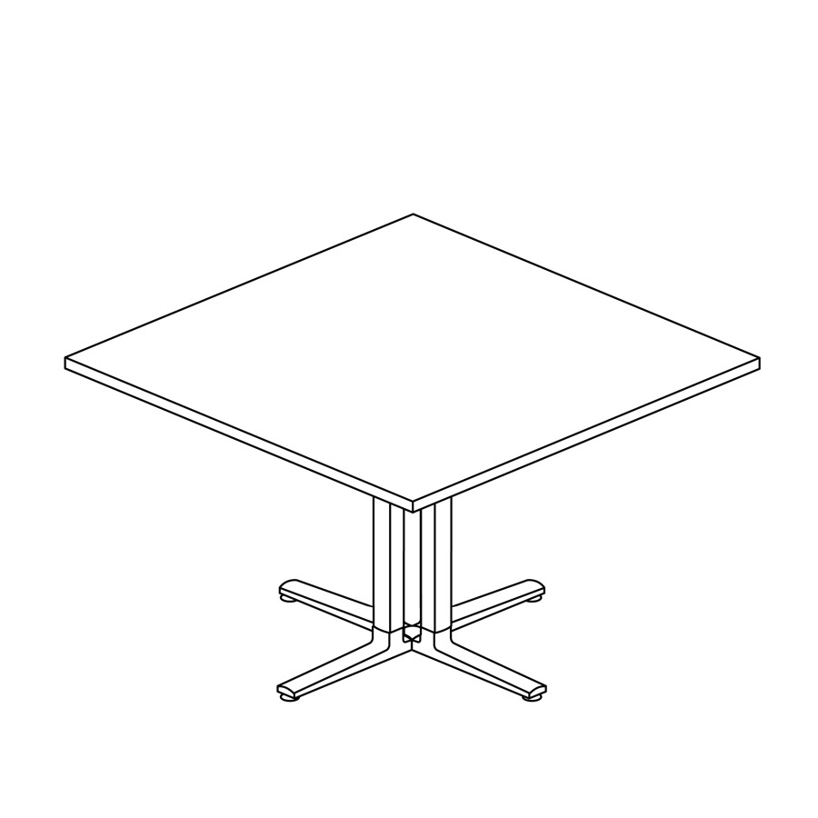 Dessin au trait d'une table carrée Everywhere.