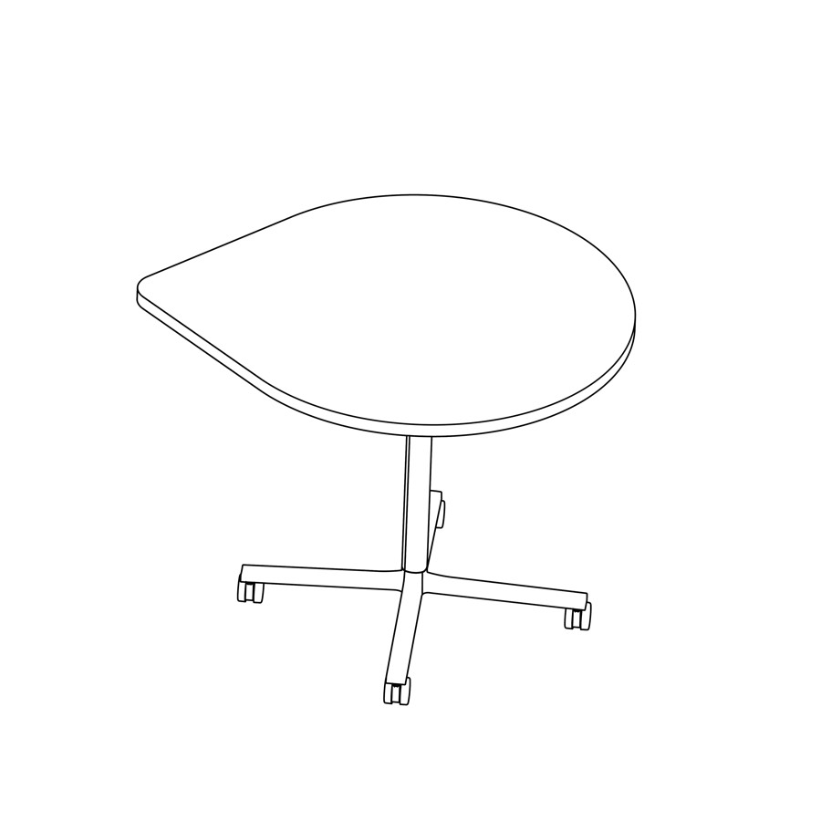 Eine Zeichnung von einem Everywhere Table in Tropfenform.
