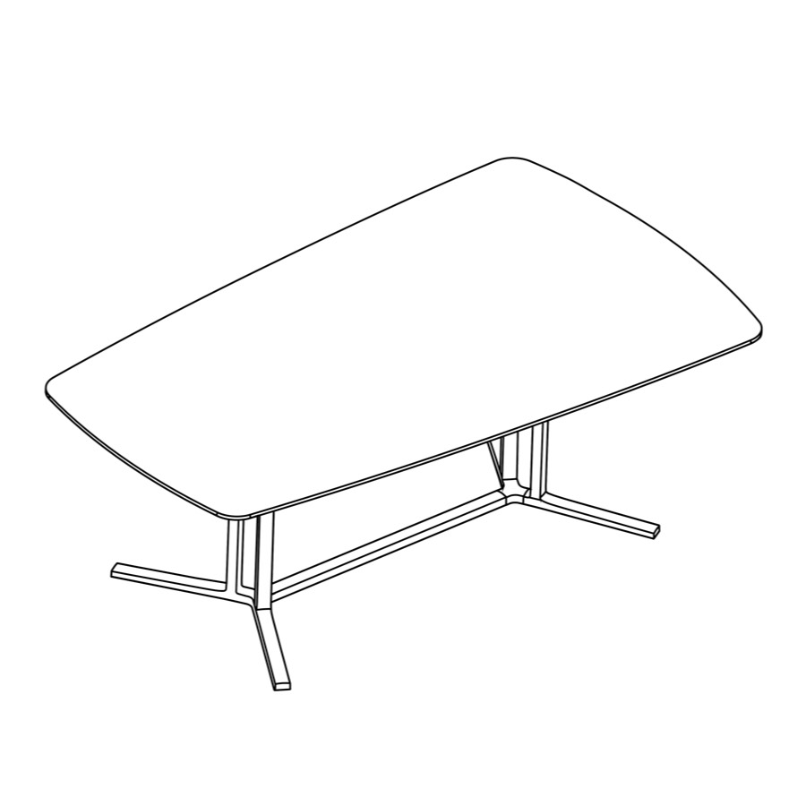 A line drawing of a video oval Everywhere Table.