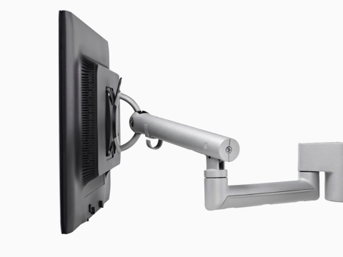 Profile view of a monitor supported by an adjustable Flo Rail Tile Mount.