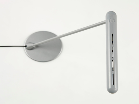 Overhead view of a silver Flute Personal Light.