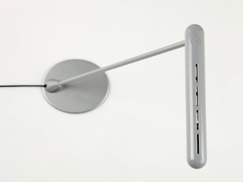 Overhead view of a silver Flute Personal Light.