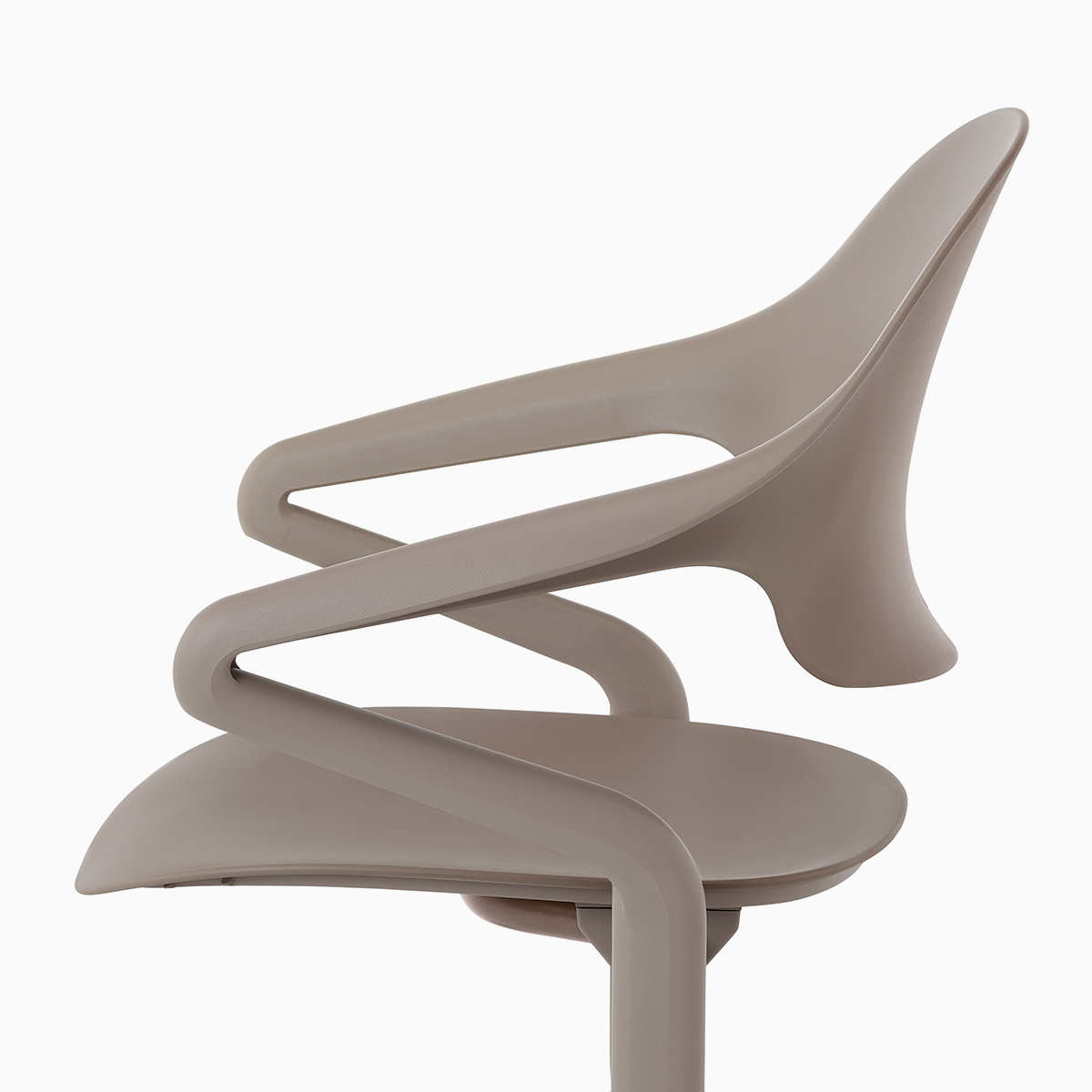 Profile view of a Fuld Nesting Chair in Cocoa.