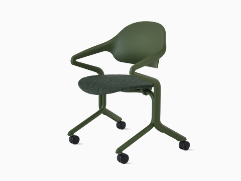 Front-angle view of a Fuld Nesting Chair in Olive.