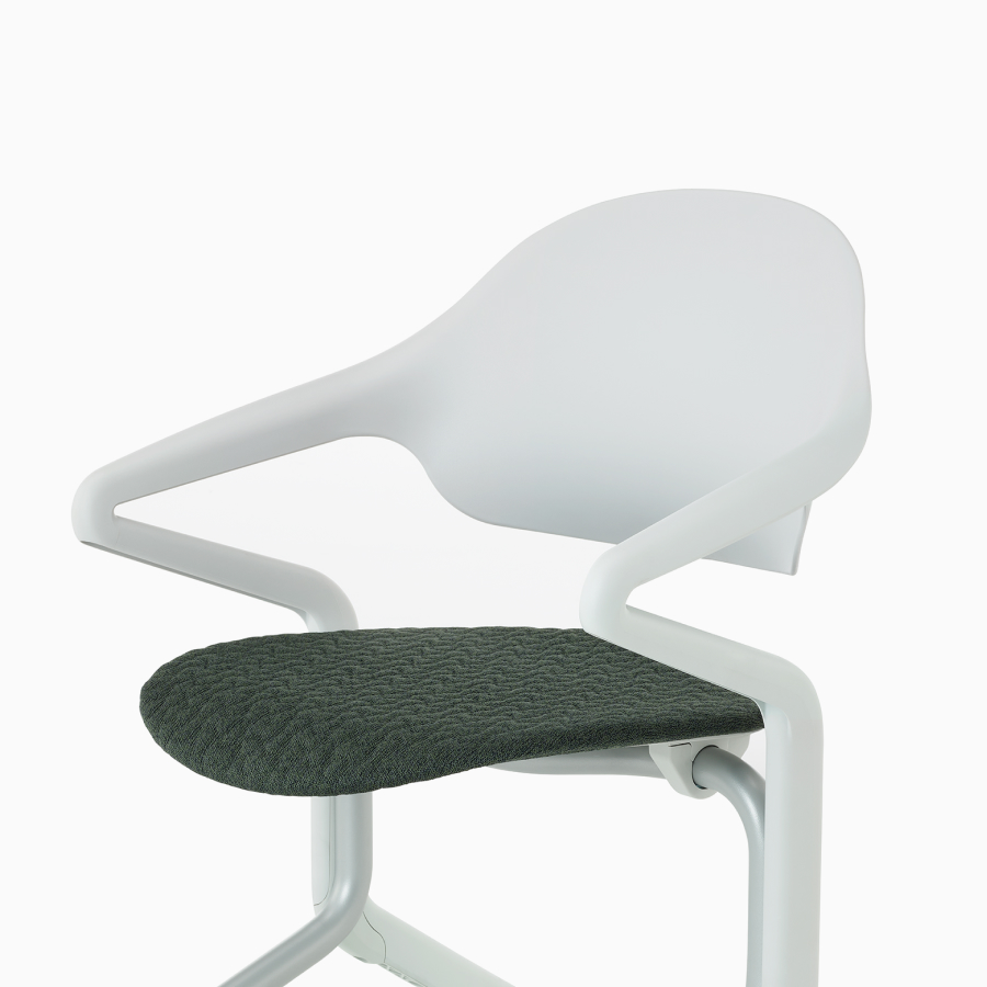 Front-angle view of a Fuld Nesting Chair in Alpine with a contrasting seat pad.