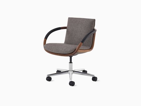 Full Loop office chair in Walnut on five-star base with casters.