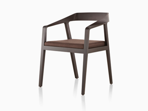 Full Twist Guest Chair with a dark finish and brown seat pad, viewed from a 45-degree angle.