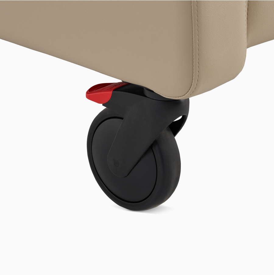 Close-up of locking caster.