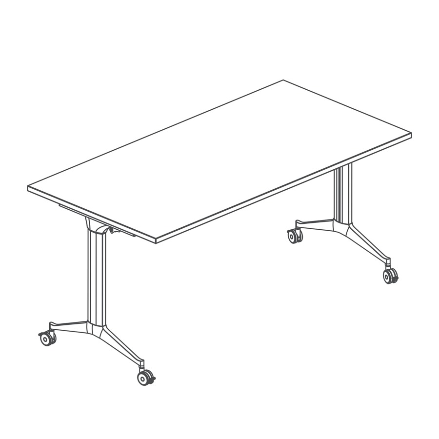 A line drawing of the Genus flip-top table.