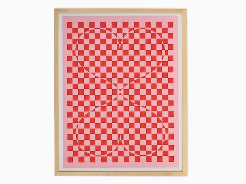 Girard Environmental Enrichment Poster, Double Heart - red and white, with hearts.