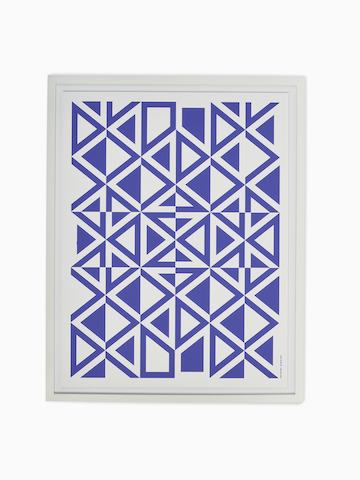 Girard Environmental Enrichment Poster、幾何学模様C - 抽象的な図形が描かれた青と白のポスター。