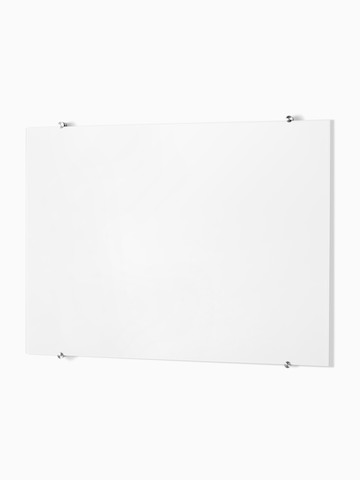 Glass White Board with stainless steel mounts.
