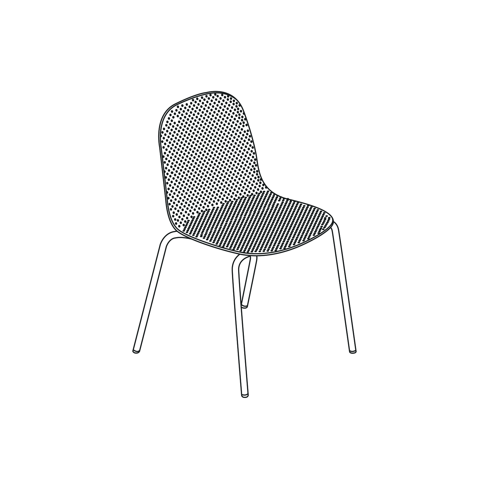 A line drawing of 13Eighty Chair–Armless.