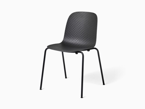 An all black 13Eighty Chair, viewed at an angle.