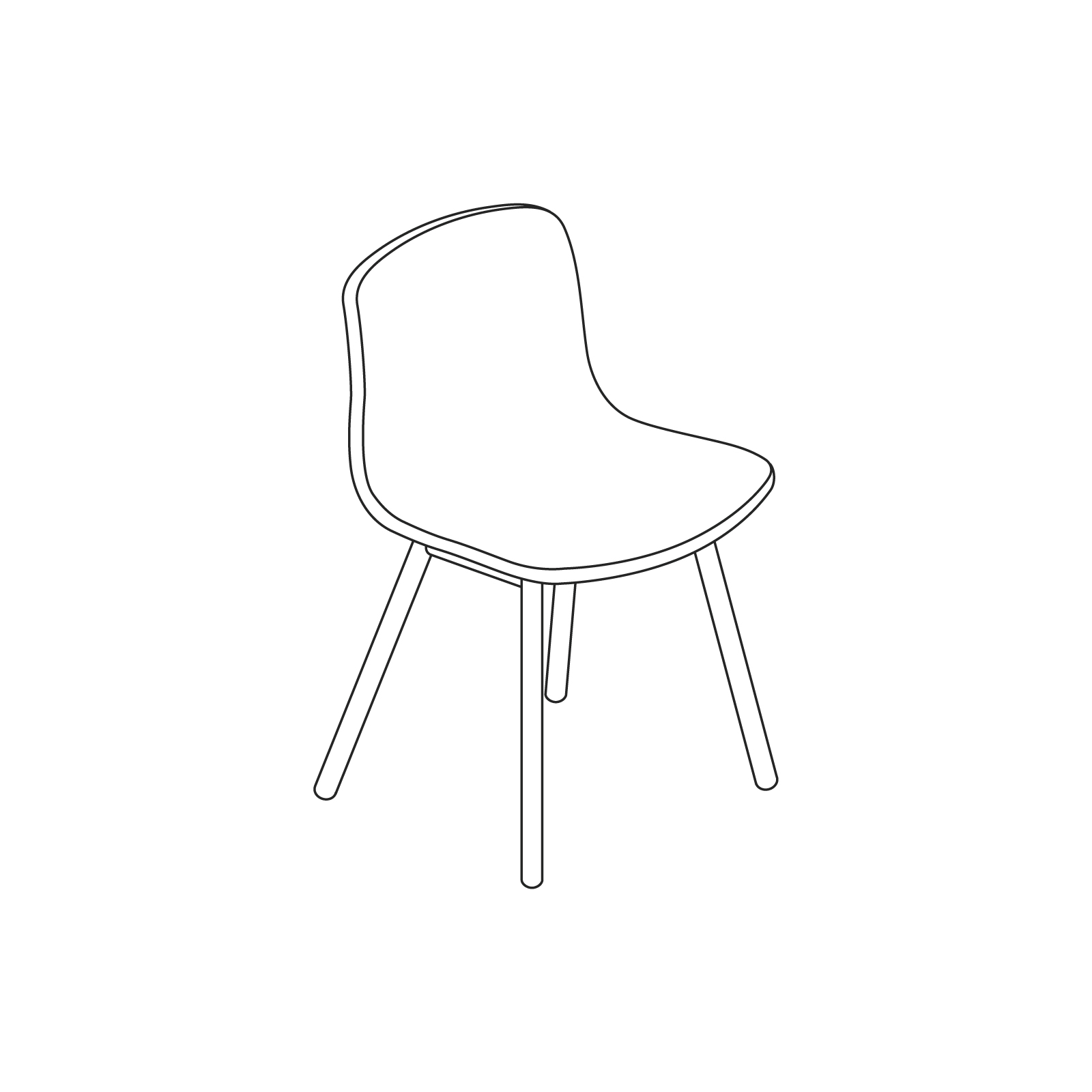 A line drawing - About A Chair–Armless–4-Leg Solid Wood Base (AAC12, AAC13)
