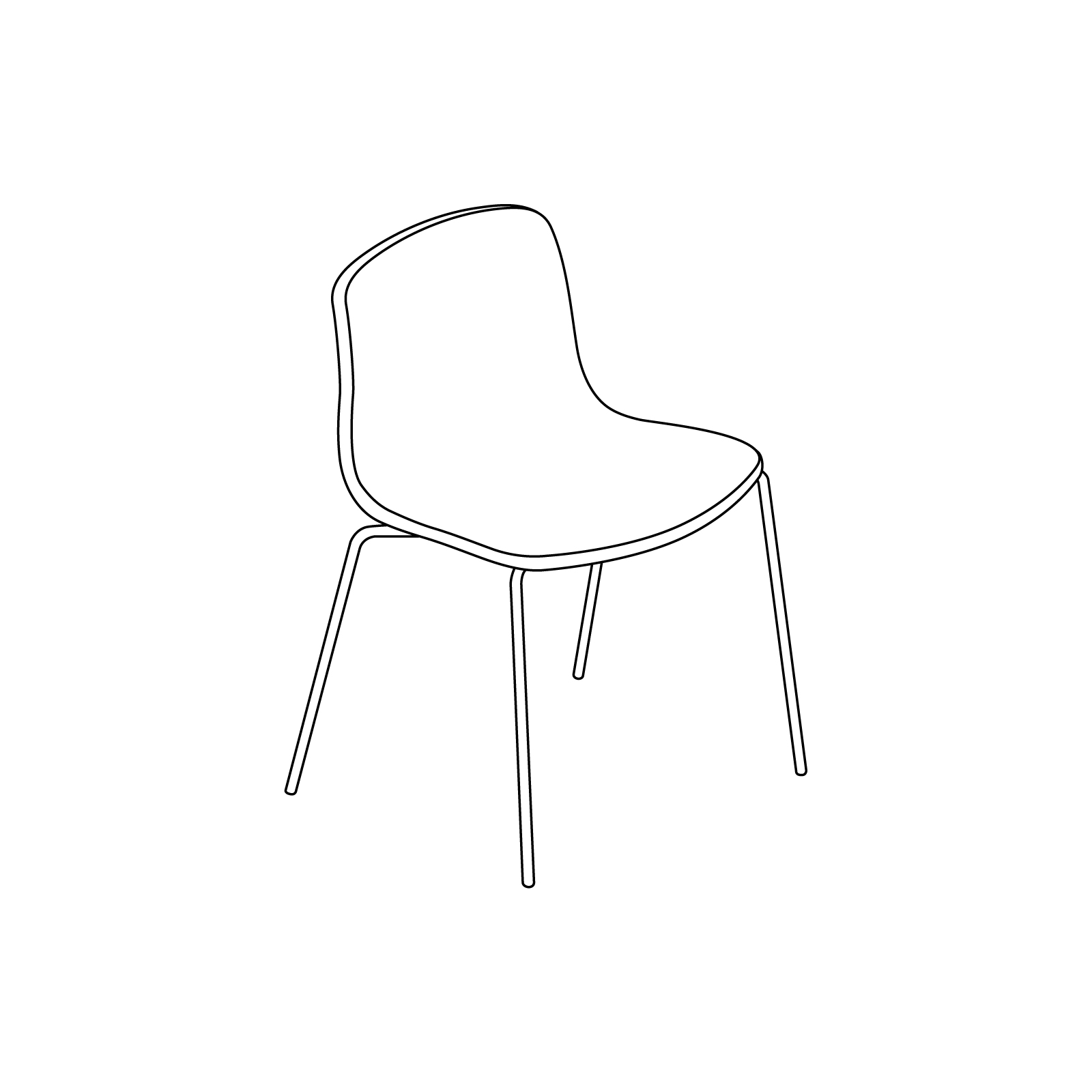 Um desenho de linha - About A Chair–Sem braços–Base empilhável em metal (AAC16, AAC17)