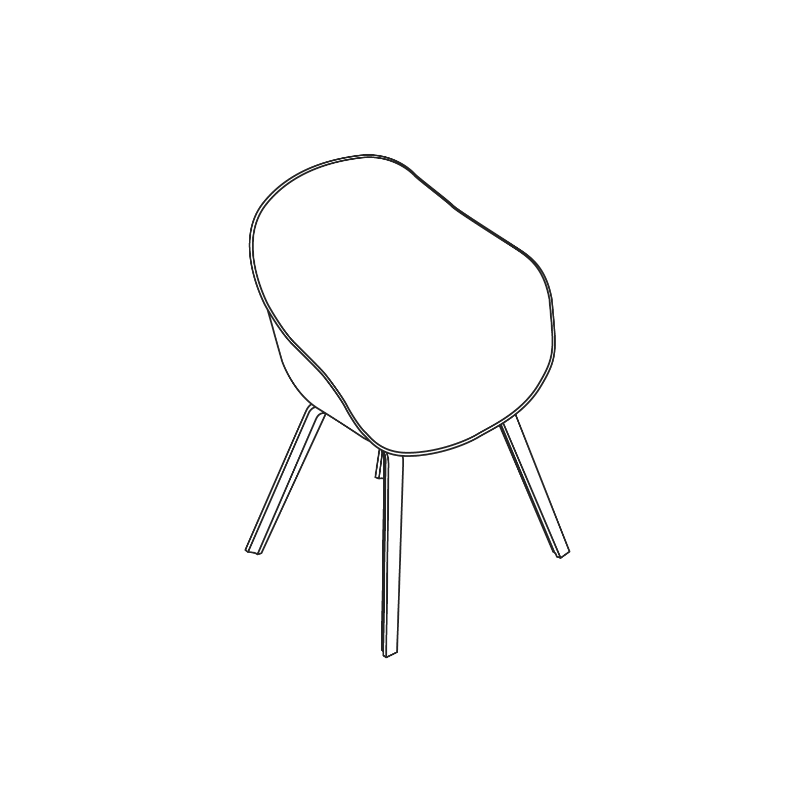 A line drawing - About A Chair–Low Arms–4-Leg Molded Wood Base (AAC222)