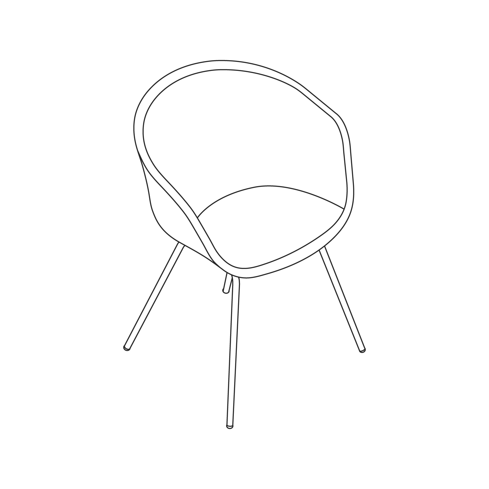 A line drawing - About A Chair–With Arms–4-Leg Metal Base (AAC26, AAC27, AAC27S, AAC27SD)