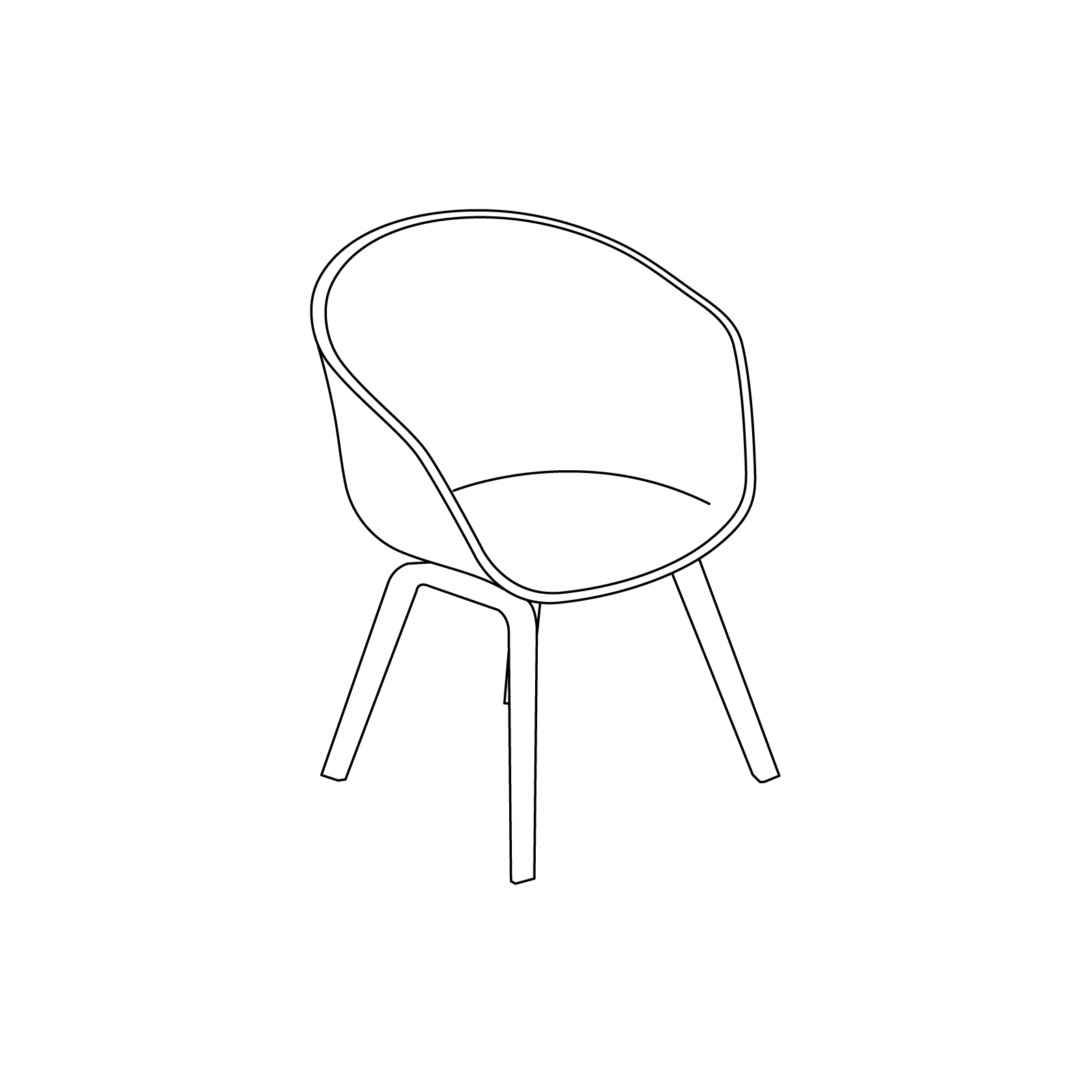 Um desenho de linha - About A Chair – Com braços – Base de madeira moldada com 4 pernas (AAC22, AAC23, AAC23S, AAC23SD)