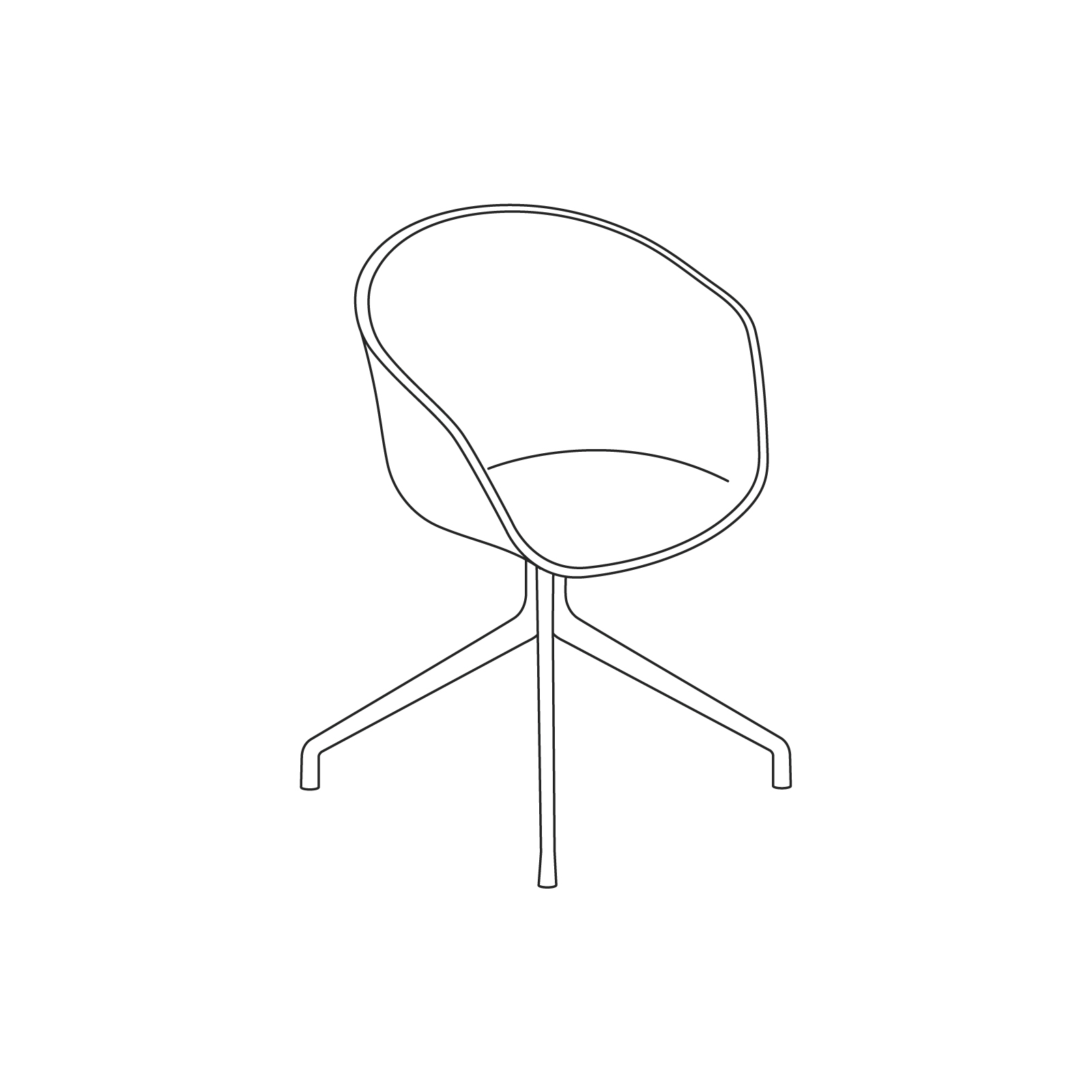 A line drawing - About A Chair–With Arms–4-Star Swivel Base (AAC20, AAC21)