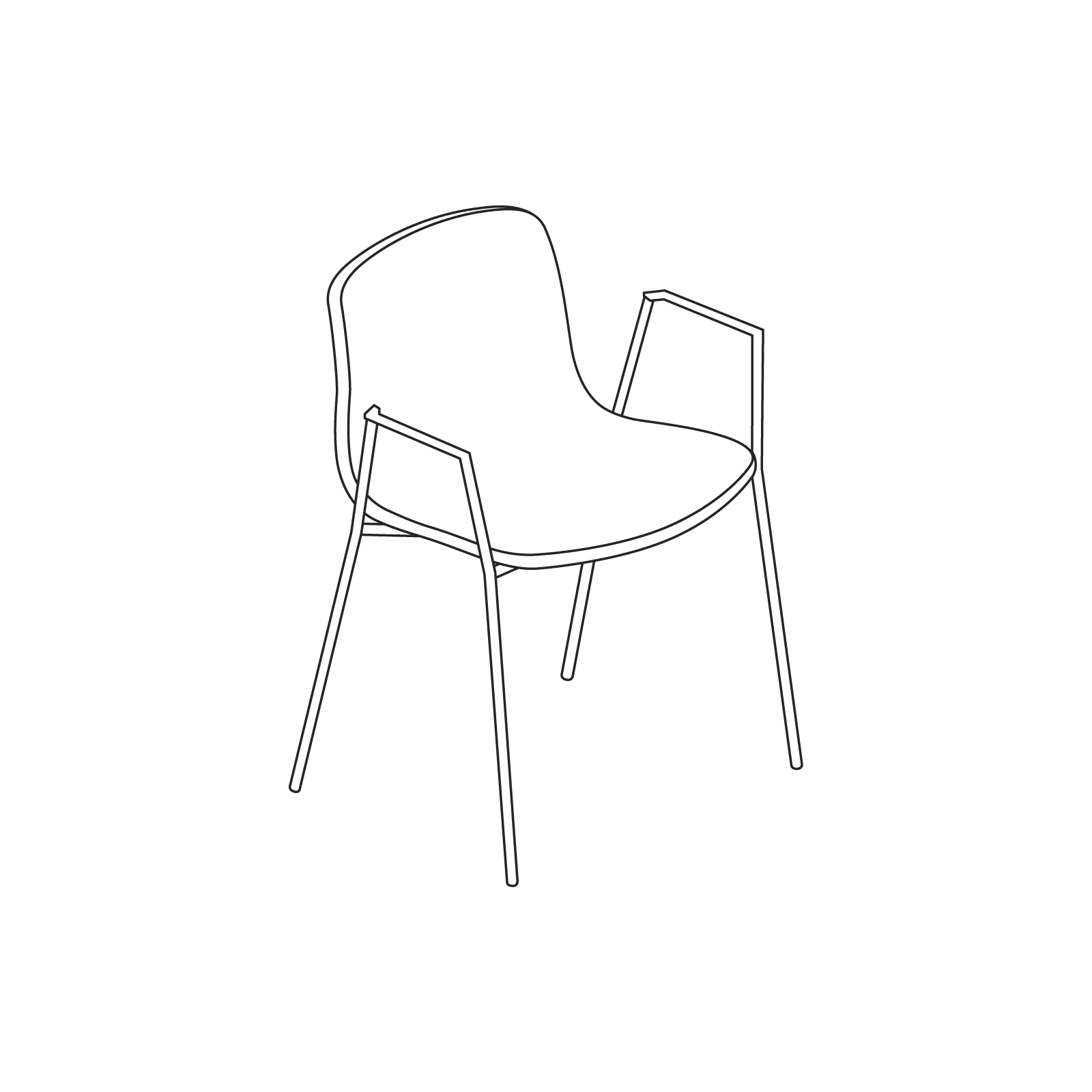 Um desenho de linha - About A Chair–Com braços–Base empilhável em metal (AAC18, AAC19)