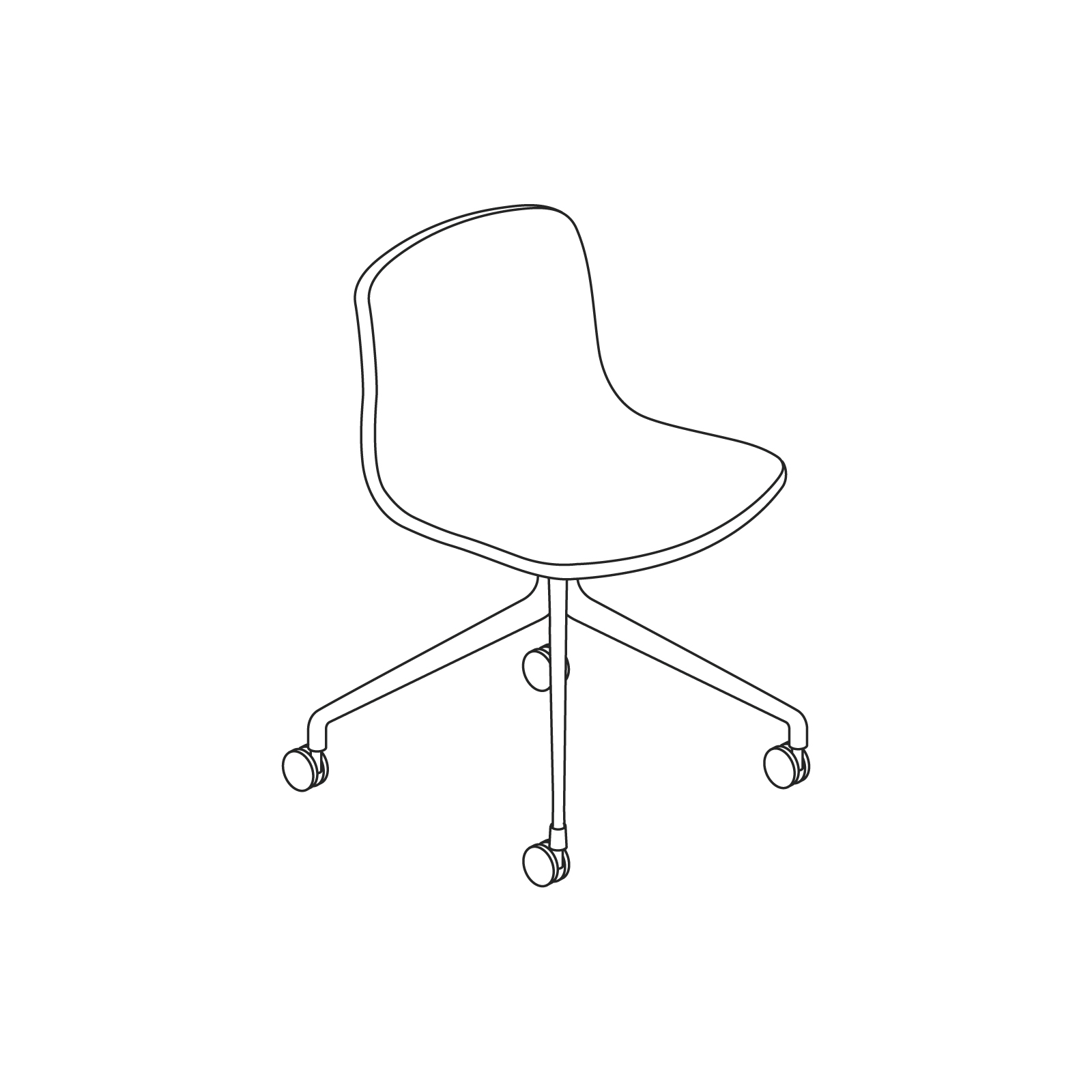 Um desenho de linha - About A Chair Office–Sem braços–Base 4 estrelas com rodízios (AAC14, AAC15)