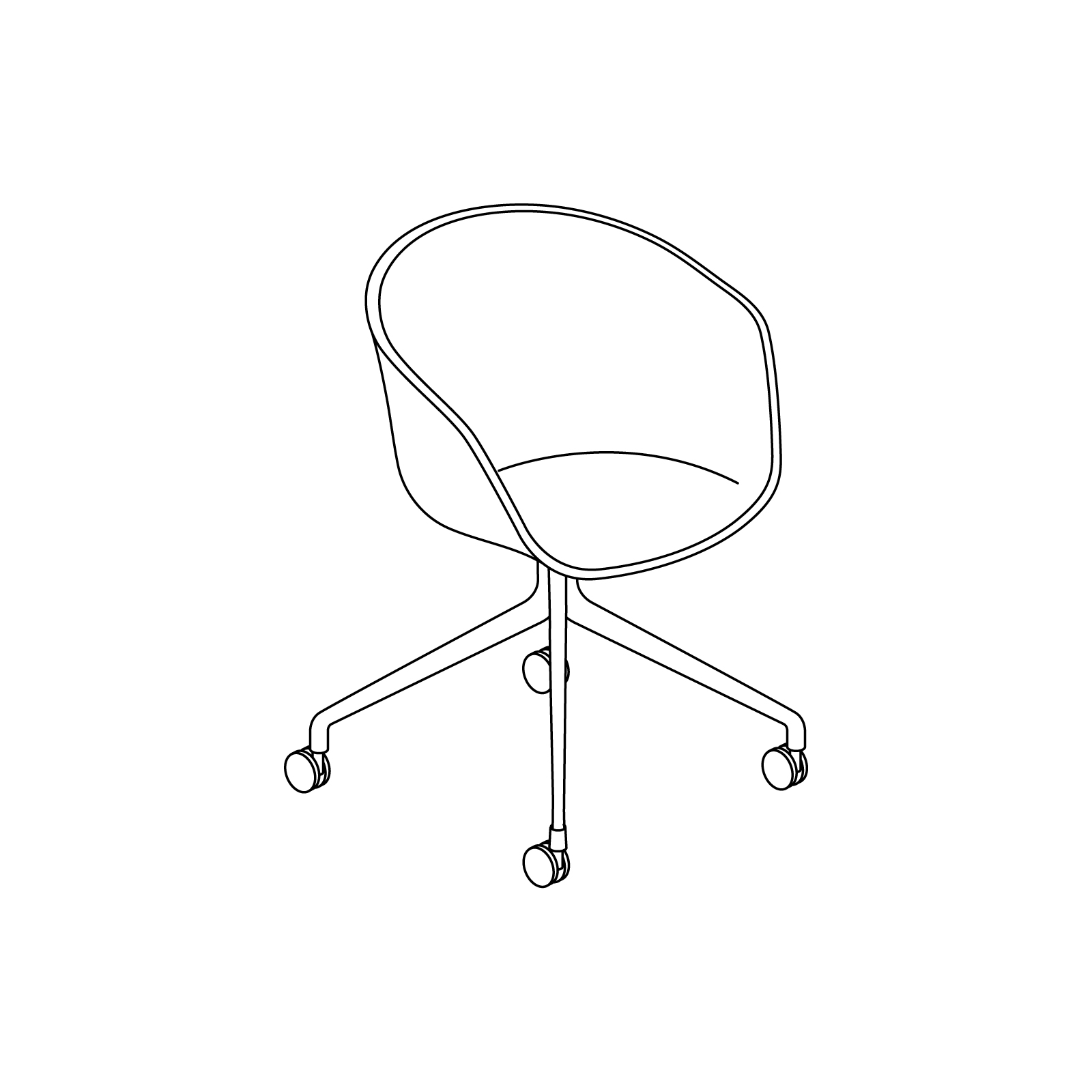 A line drawing - About A Chair, Office–With Arms–4-Star Caster Base (AAC24, AAC25)