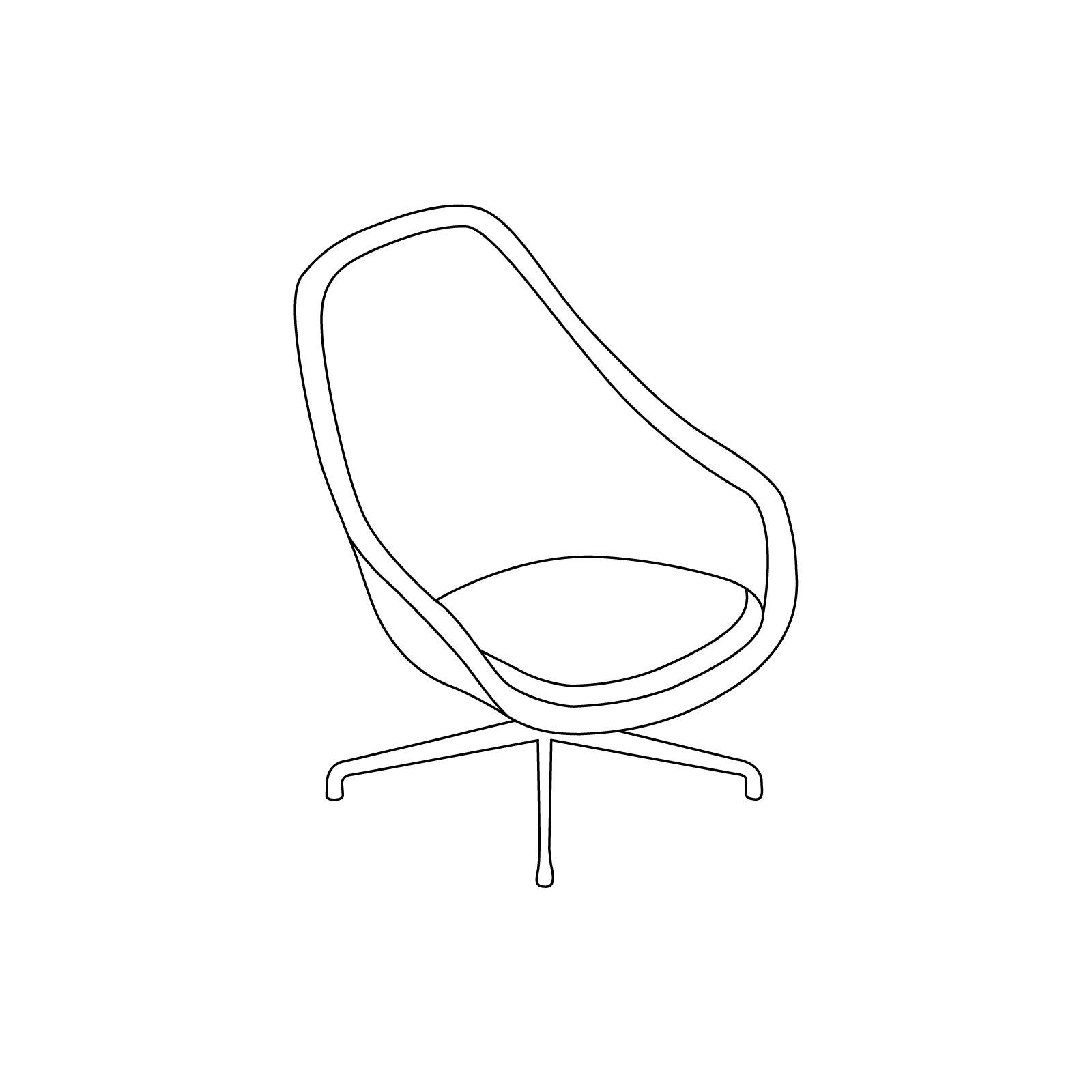 Um desenho de linha - About A Lounge Chair–Encosto alto–Base giratória (AAL91)