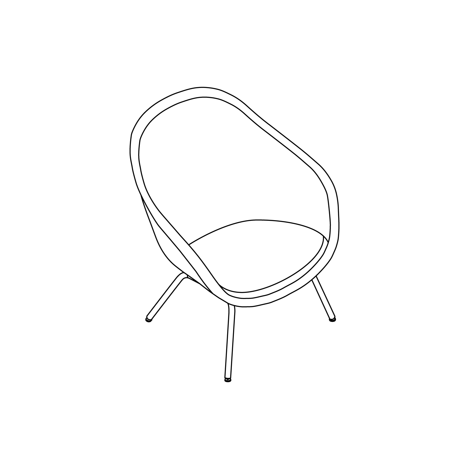 A line drawing - About A Lounge Chair–Low Back–4-Leg Metal Base (AAL87, AAL87S, AAL87SD)