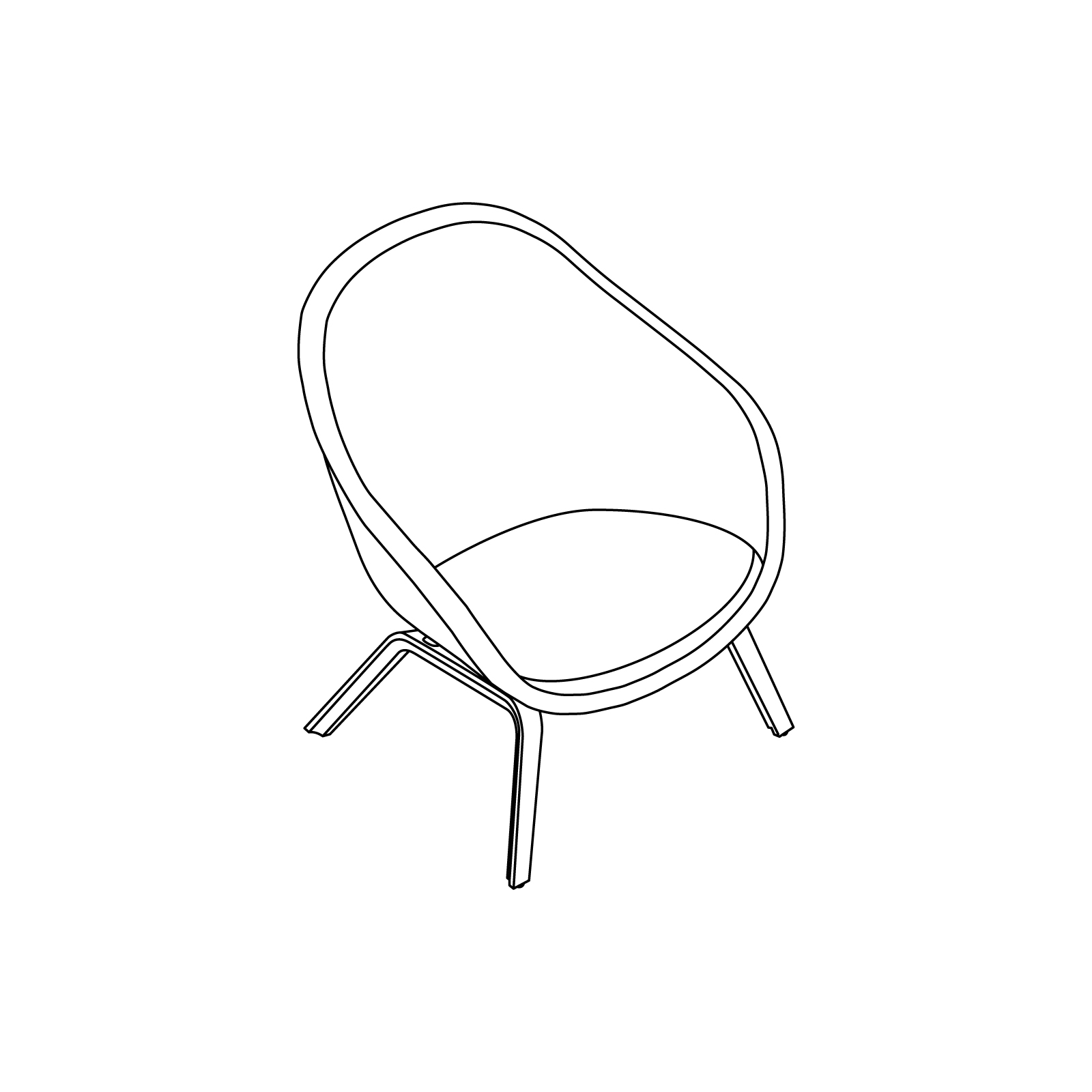 Um desenho de linha - About A Lounge Chair – Encosto baixo – Base de madeira moldada com 4 pernas (AAL83, ALL83S, AAL83SD)