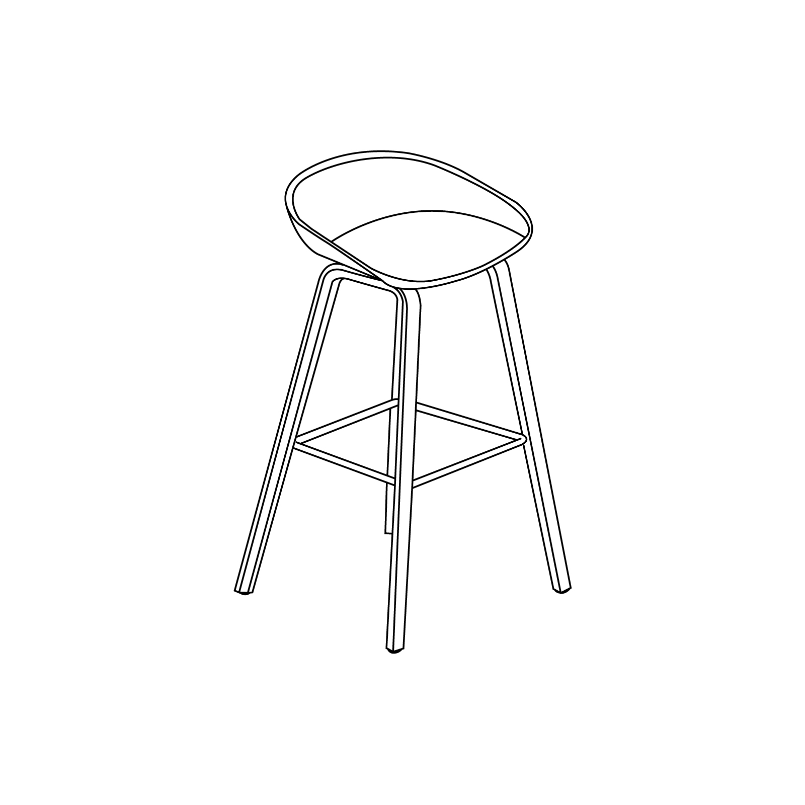 A line drawing - About A Stool–Bar Height–Molded Wood Base (AAS32H, AAS33H)