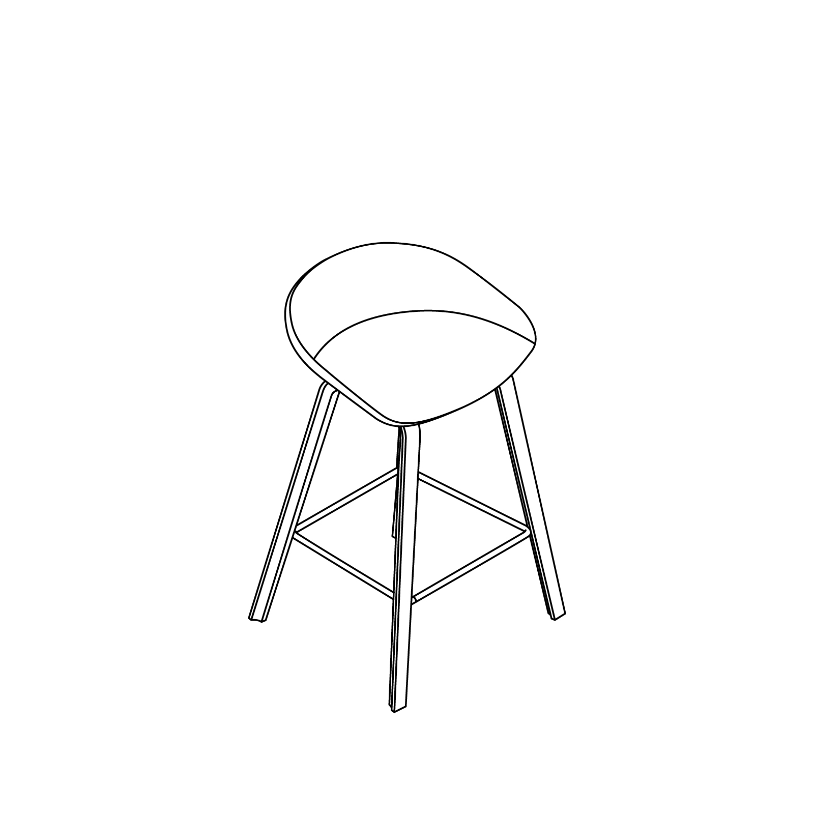 A line drawing - About A Stool–Counter Height–Molded Wood Base (AAS32L, AAS33L)