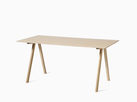 A front angle view of the Copenhague Desk in Oak. A front angle view of the Copenhague Desk in Oak.