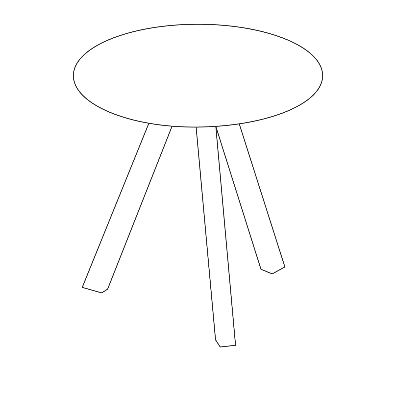 A line drawing of Copenhague Table–Round.