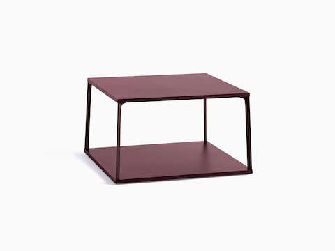A front view of a burgundy square Eiffel Coffee Table.