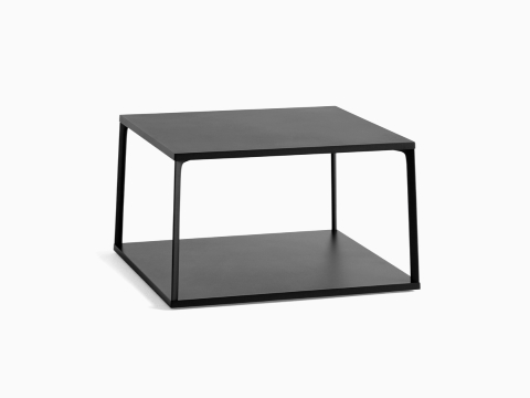 A front angle view of the Eiffel Coffee Table - Square with black top and frame.