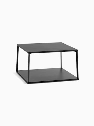 A front angle view of the Eiffel Coffee Table - Square with black top and frame. Select to go to the Eiffel Coffee Table product page.