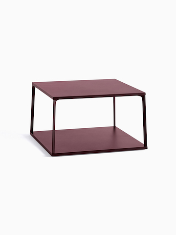 A front view of a burgundy square Eiffel Coffee Table.