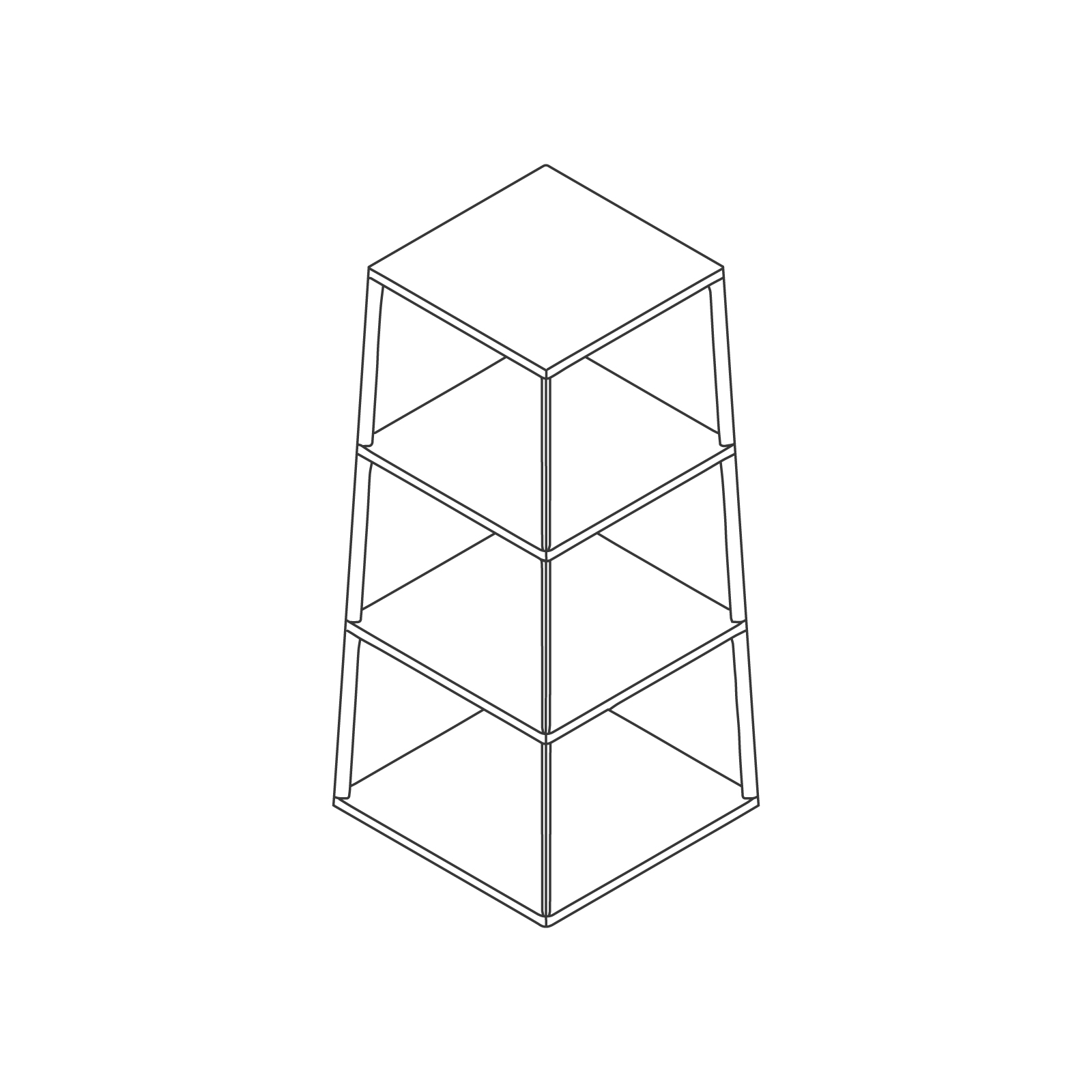 A line drawing - Eiffel Shelving–4 Layer–Square
